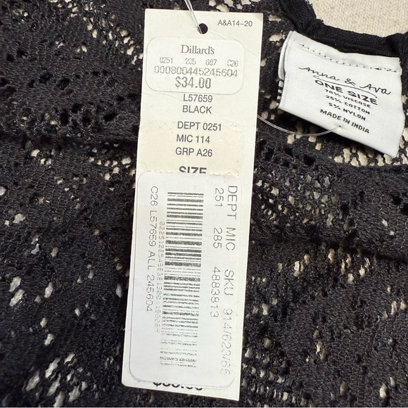 Anna & Ava Black Lace One Size V- Neck Kimono/Cover Up Oversized Top - Picture 9 of 13